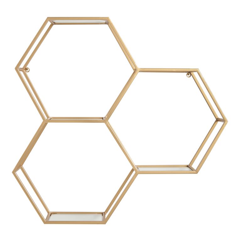 Gold and Glass Honeycomb Wall Shelf - World Market