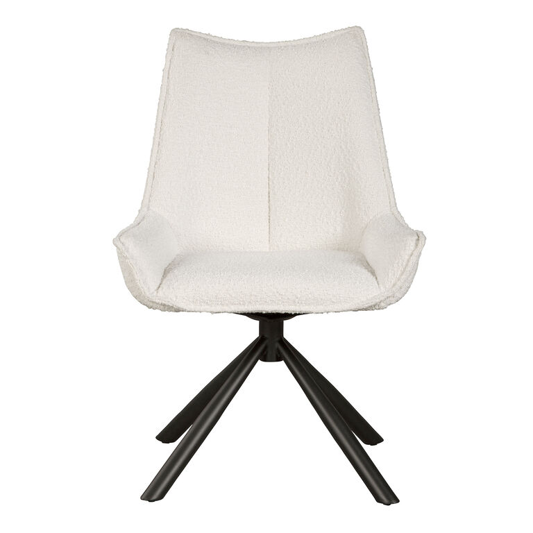 Stewart Ivory Boucle Upholstered Swivel Dining Chair image number 2