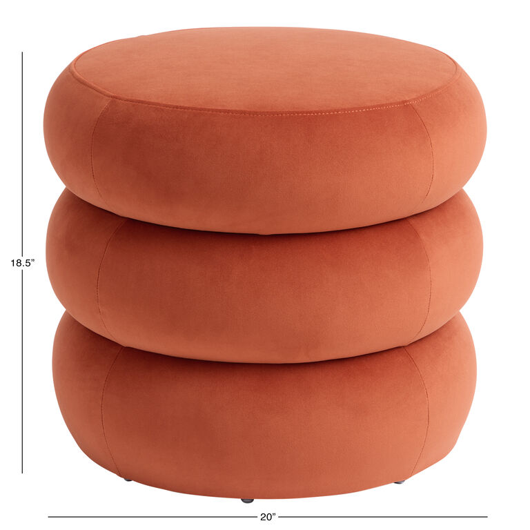 Farrow Round Velvet Tiered Upholstered Storage Ottoman image number 4