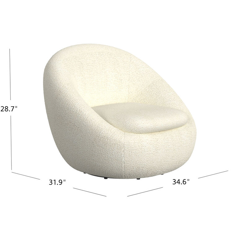 Haven White Faux Sherpa Curved Upholstered Swivel Chair image number 6