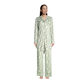 Green and White Watercolor Foliage Fleece Pajama Collection image number 0