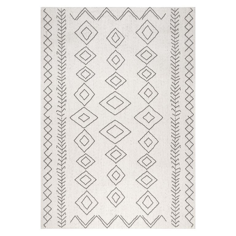 Ivory And Gray Diamond Salma Indoor Outdoor Rug image number 1