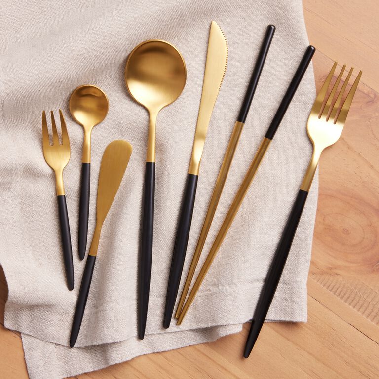 Shay Black and Gold Dinner Knives Set of 6 by World Market