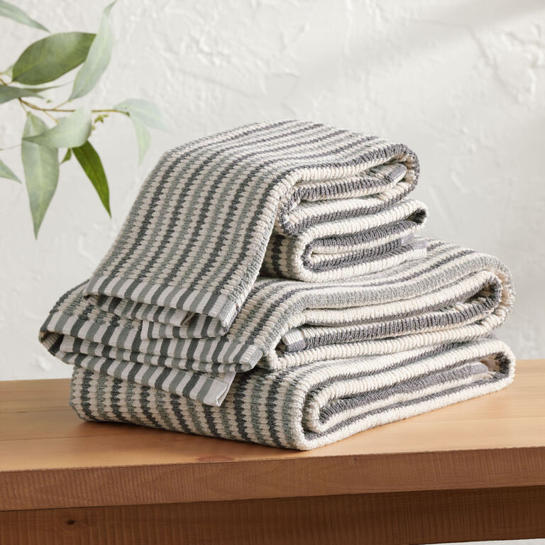Monte Gray Stripe Textured Towel Collection image number 1