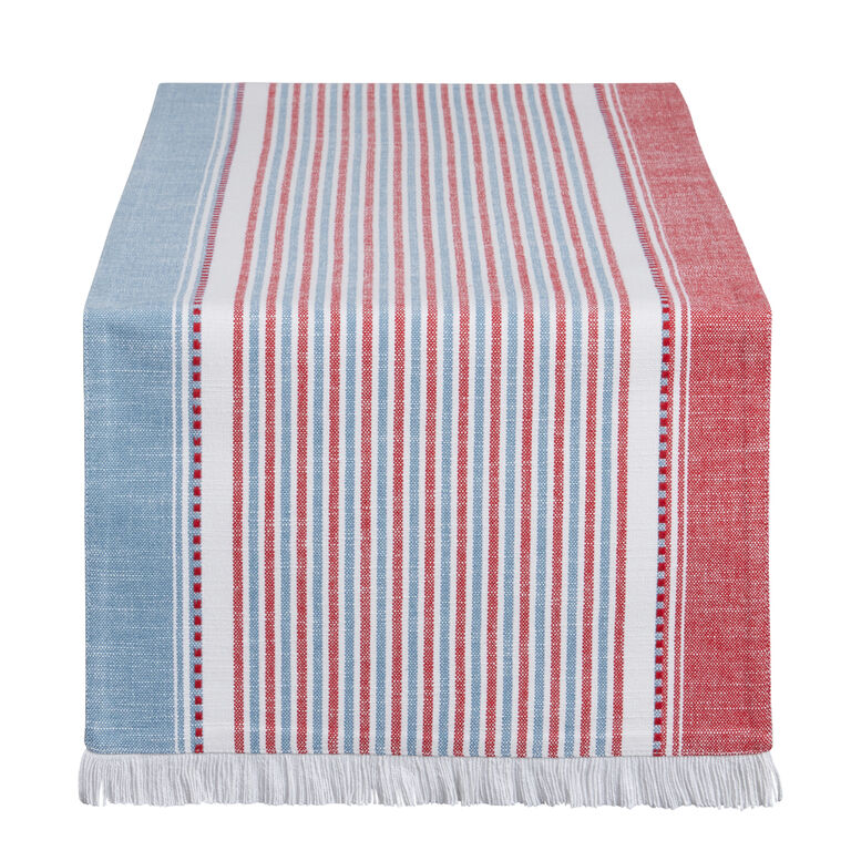 Red, White and Blue Woven Stripe Table Runner image number 1