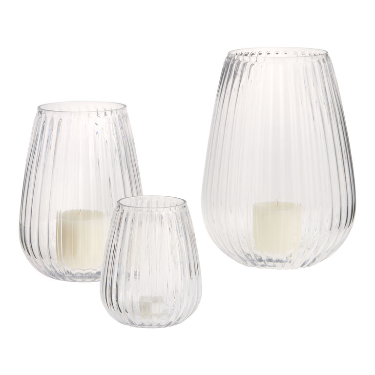 Ribbed Glass Bulb Hurricane Candle Holder image number 1