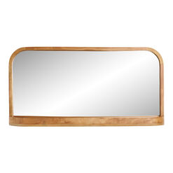 Natural Neem Wood Wall Shelf With Mirror