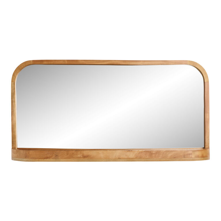 Natural Neem Wood Wall Shelf With Mirror image number 2