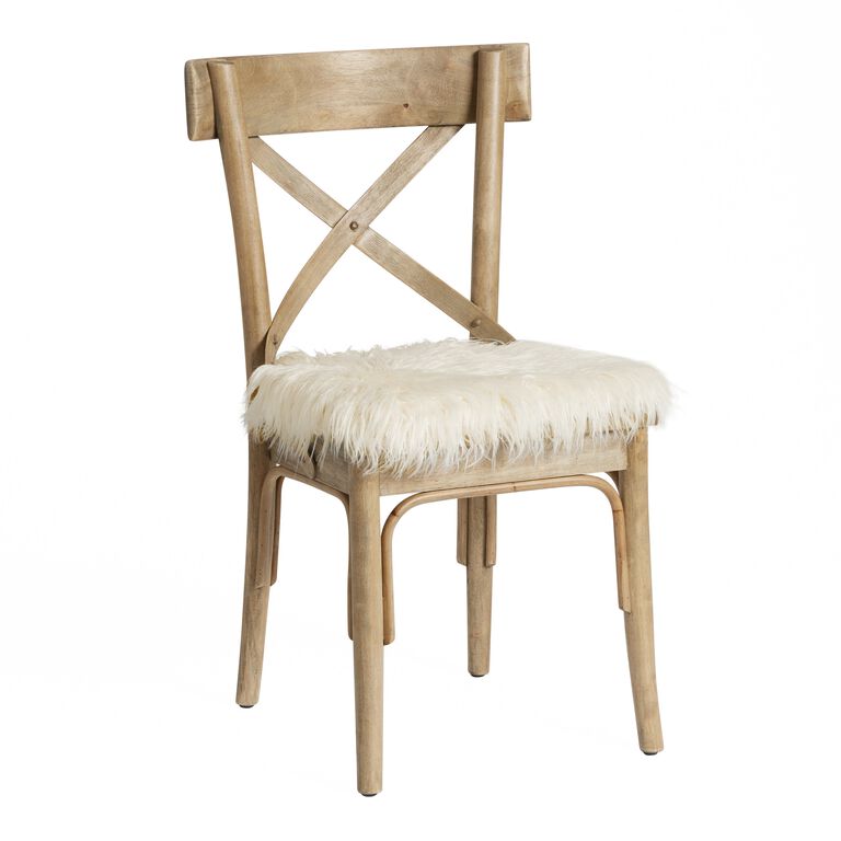 Ivory Mongolian Faux Fur Chair Cushion