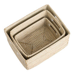 Adira White and Natural Seagrass Utility Basket