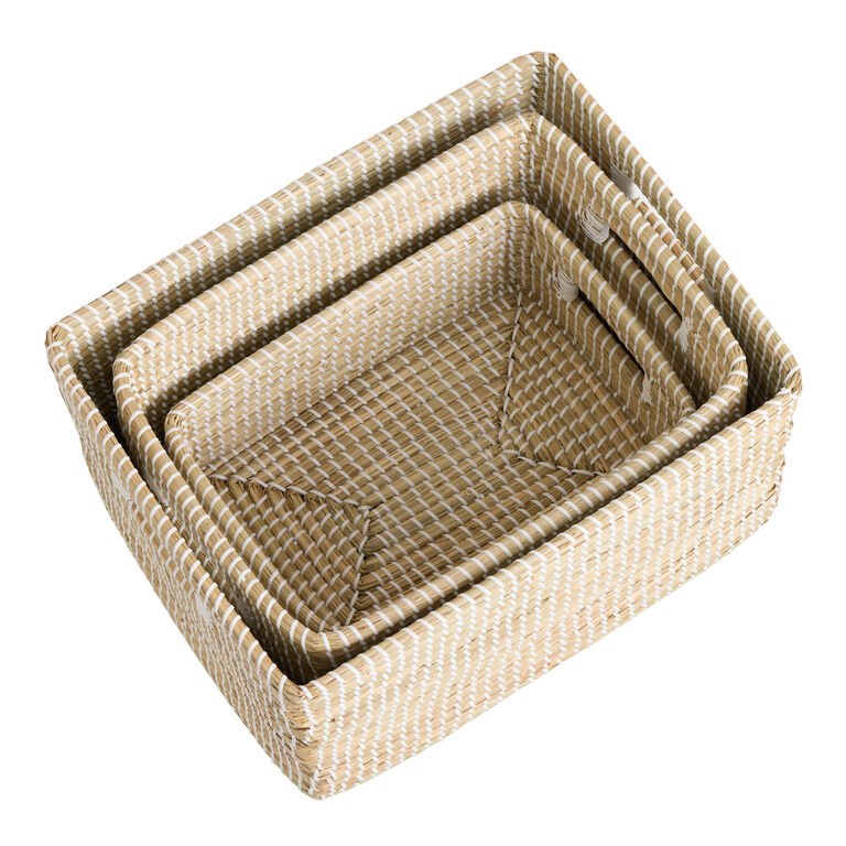Adira White and Natural Seagrass Utility Basket image number 2