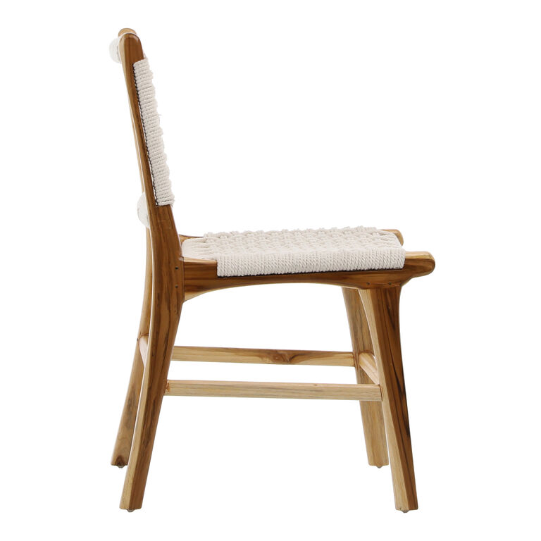 Dorado White Cotton Rope and Teak Wood Outdoor Dining Chair image number 4