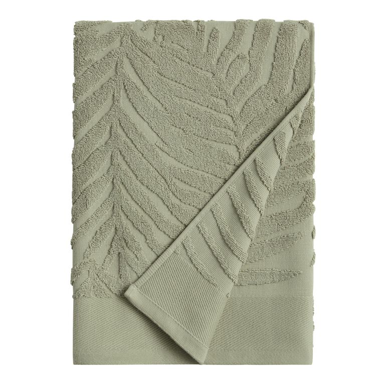 Sage Green Sculpted Palm Leaf Towel Collection - World Market