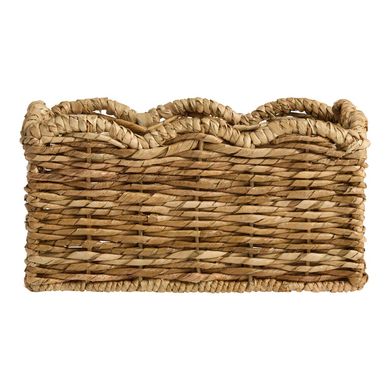 Daisy Rectangular Natural Seagrass Scalloped Rim Basket image number 2