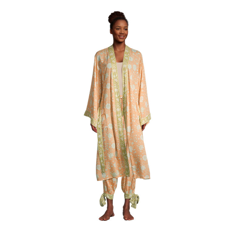 Peach and Green Jaipur Floral Pajama Collection image number 1