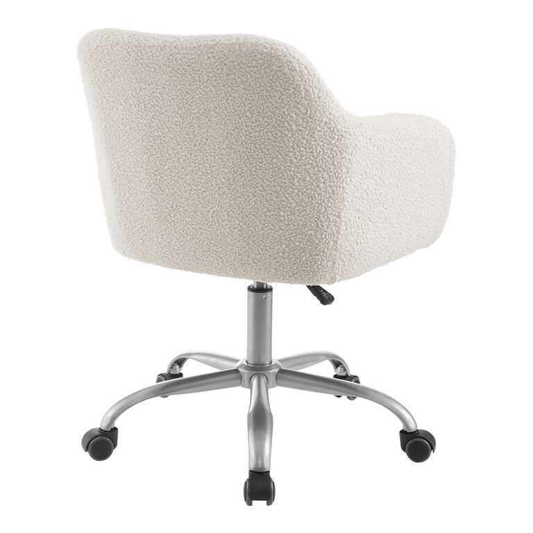 Sherpa Wingback Swivel Desk Chair - Ivory