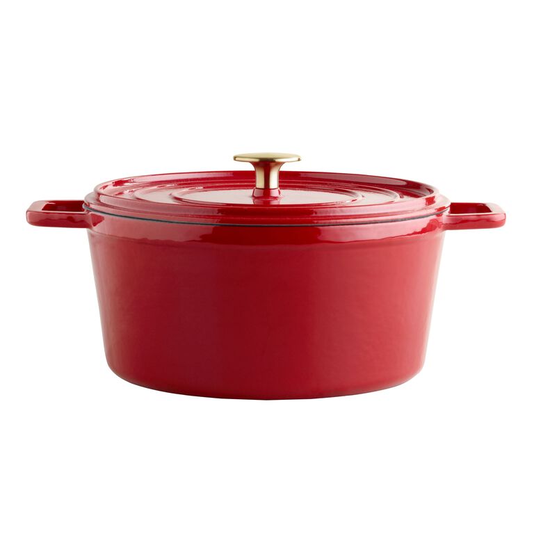 Buy Red Cast Iron Dutch Oven Enamel Kitchen Casserole Red Lodge Heavy  Baking Pot Online in India 