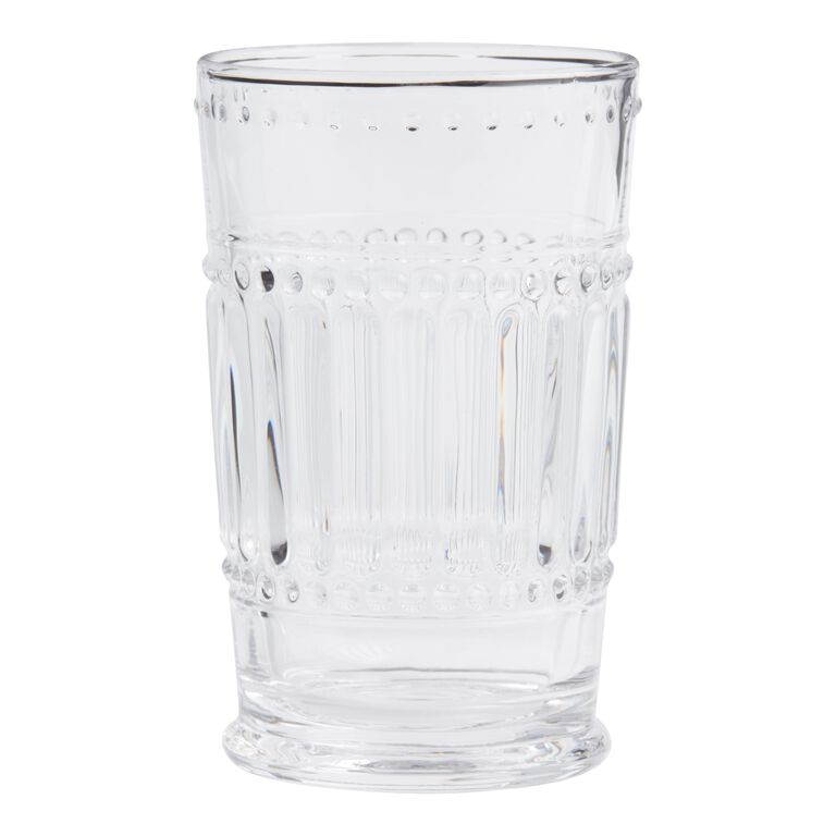 Set of 8 Highball Glasses 12oz Cups Textured Trendy Glassware for