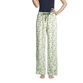 Green and White Watercolor Foliage Fleece Pajama Pants image number 0