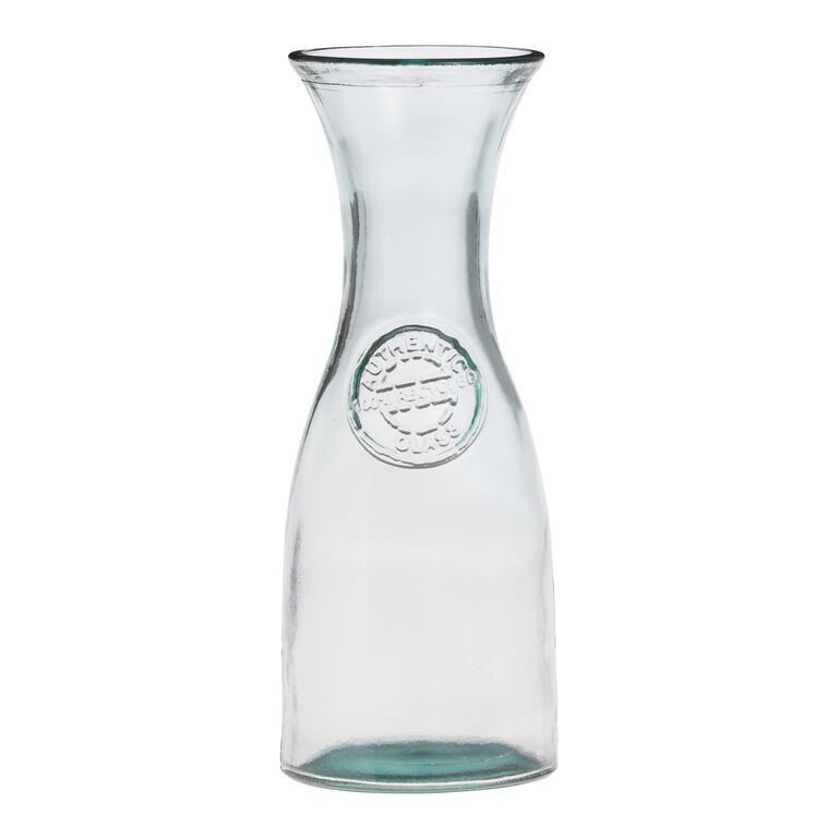 Small Glass Carafe Green Embossed Vegetables Dressing Mixing Jar