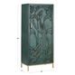 CRAFT Tall Teal Carved Wood Peacock Storage Cabinet image number 6