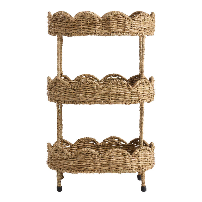 Daisy Oval Natural Seagrass Scalloped 3 Tier Storage Tower image number 2