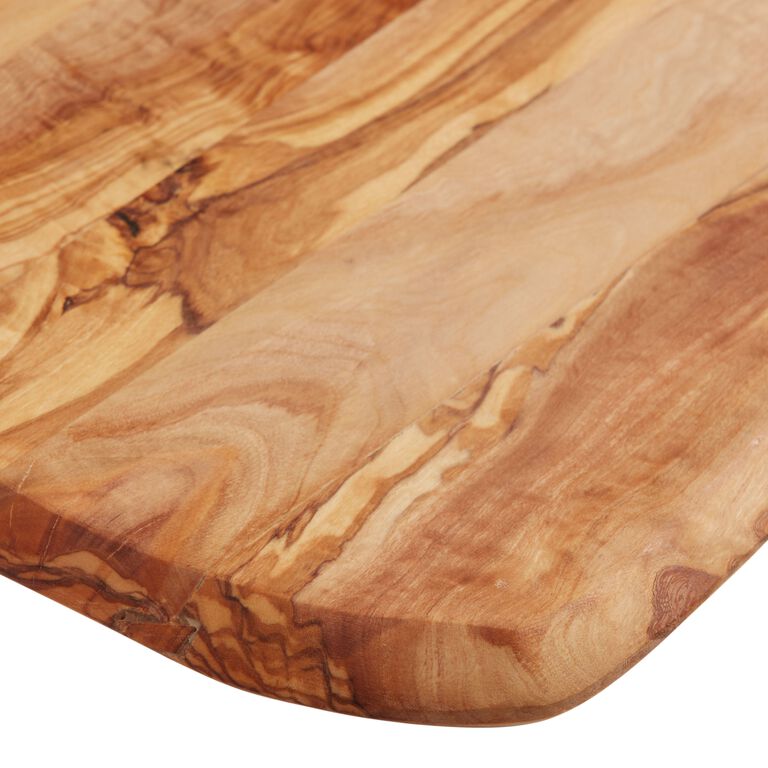 Rustic organic live edge olive wood cutting board tray