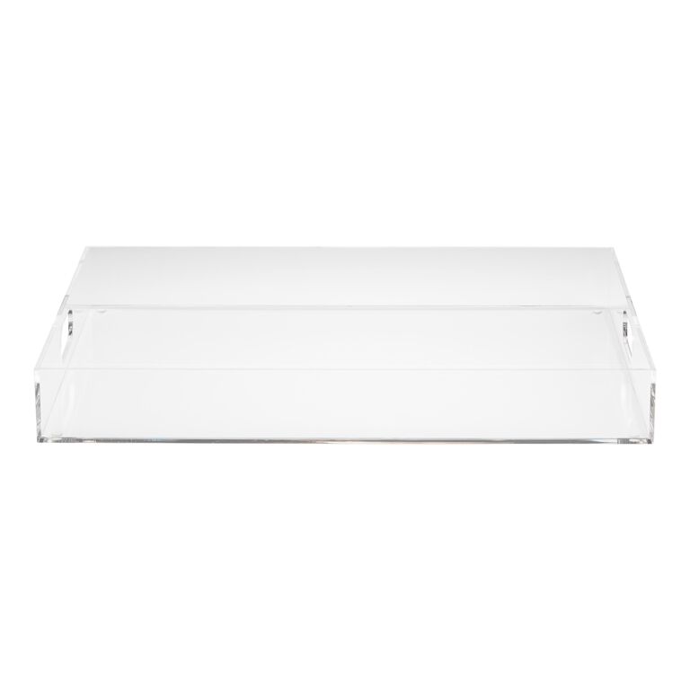 Large Rectangle Lucite Cake Tray with Clear Cover-White Marble or