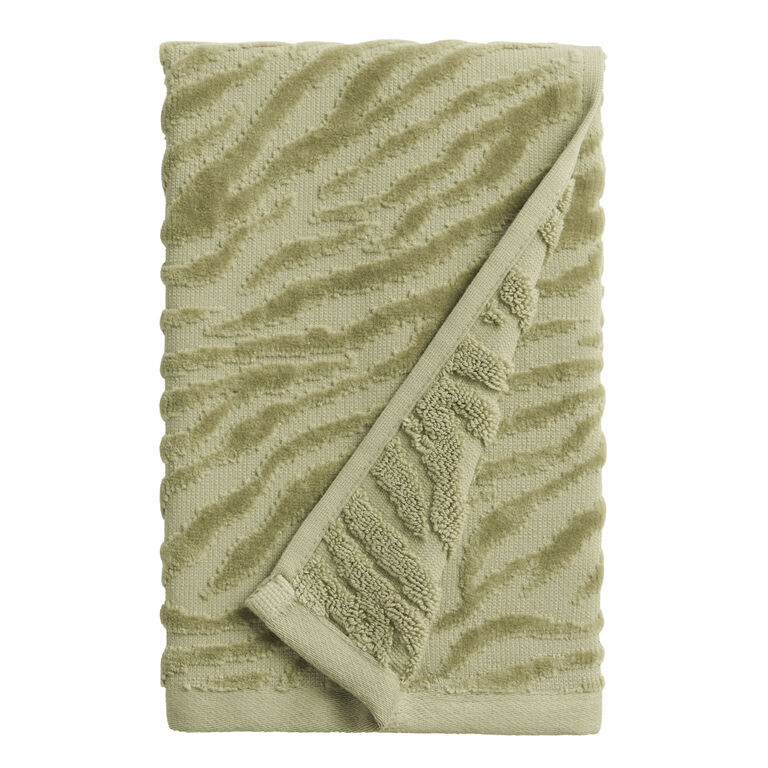 Helga Sage Green Sculpted Zebra Hand Towel image number 1