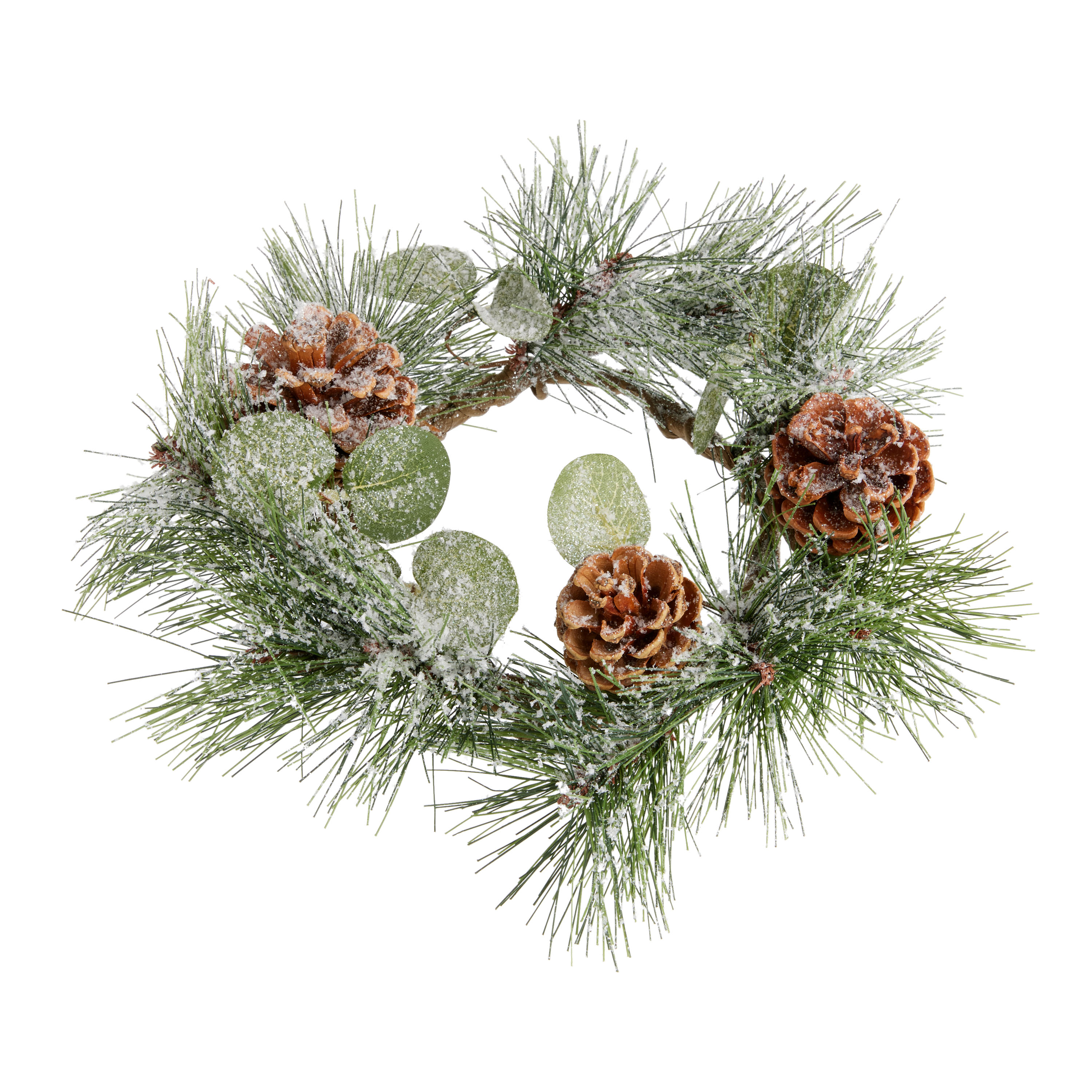 Winter Faux Balsam Fir And Pinecone Candle Ring - World Market