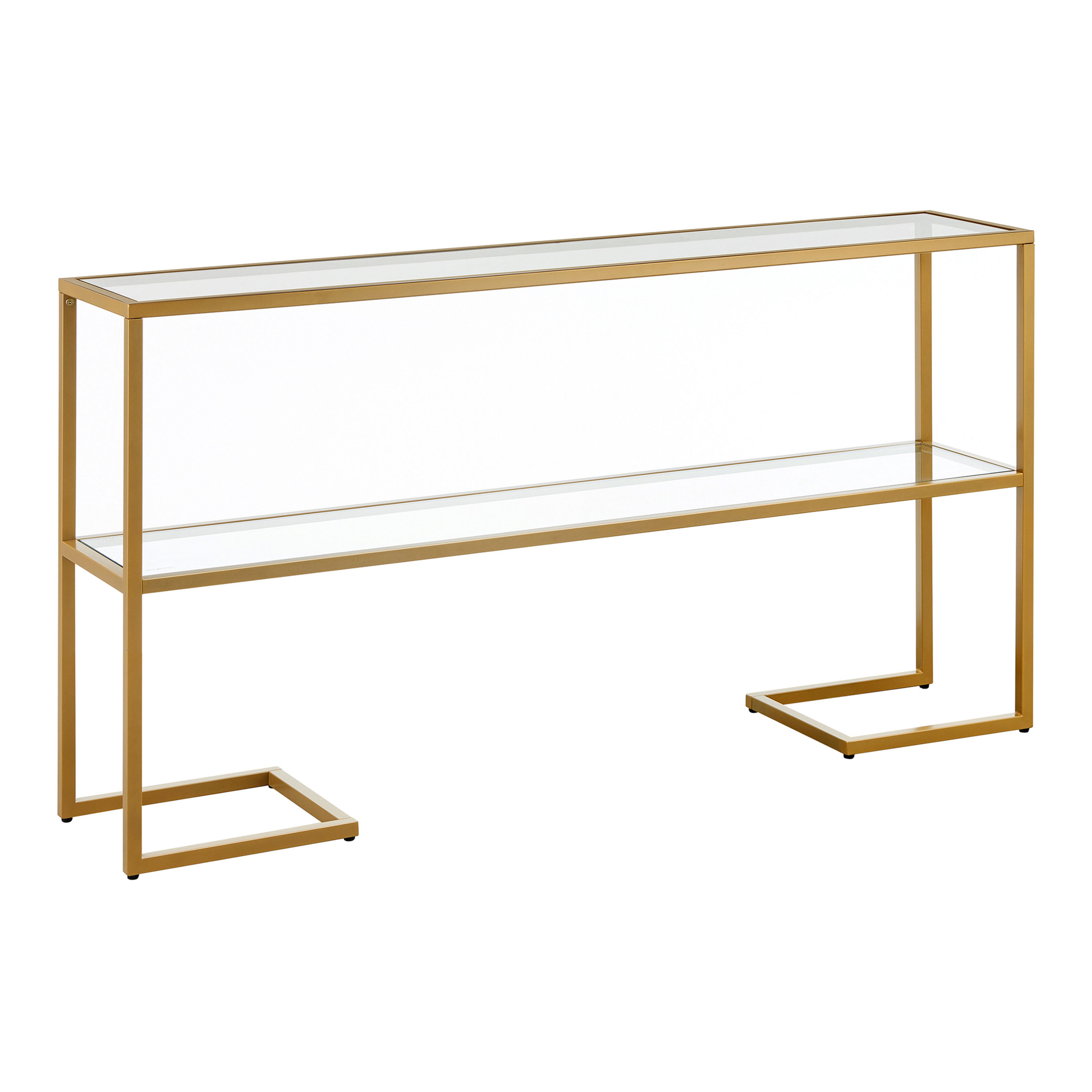 Magnus Multi Level Gold Steel Glass Console Table