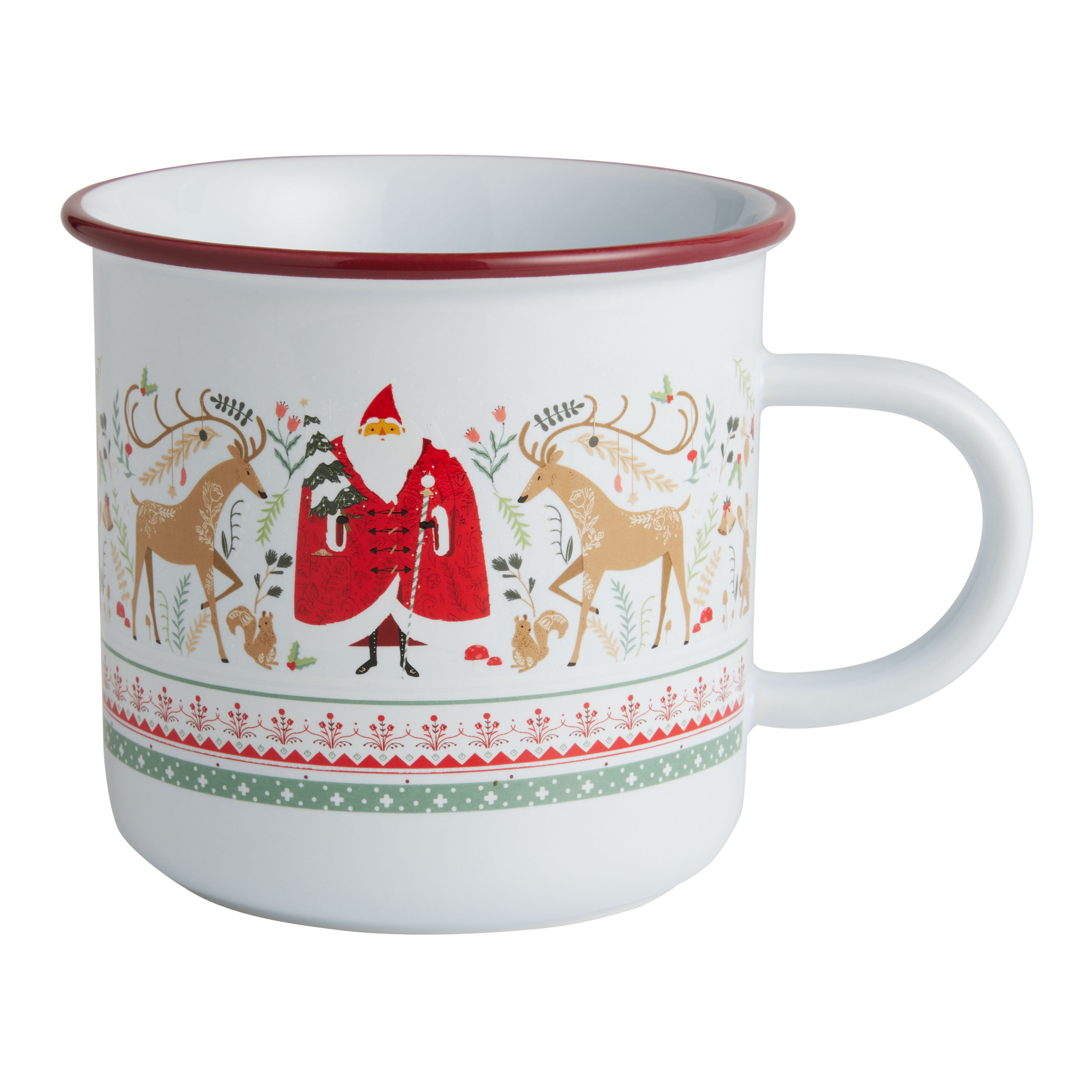 Merry Christmas Enamel Coffee Wine Cup Deer Print Drink Mug Dessert Hot  Cocoa Chocolate Cup Cake Mugs Handle Drinkware Xmas Gift