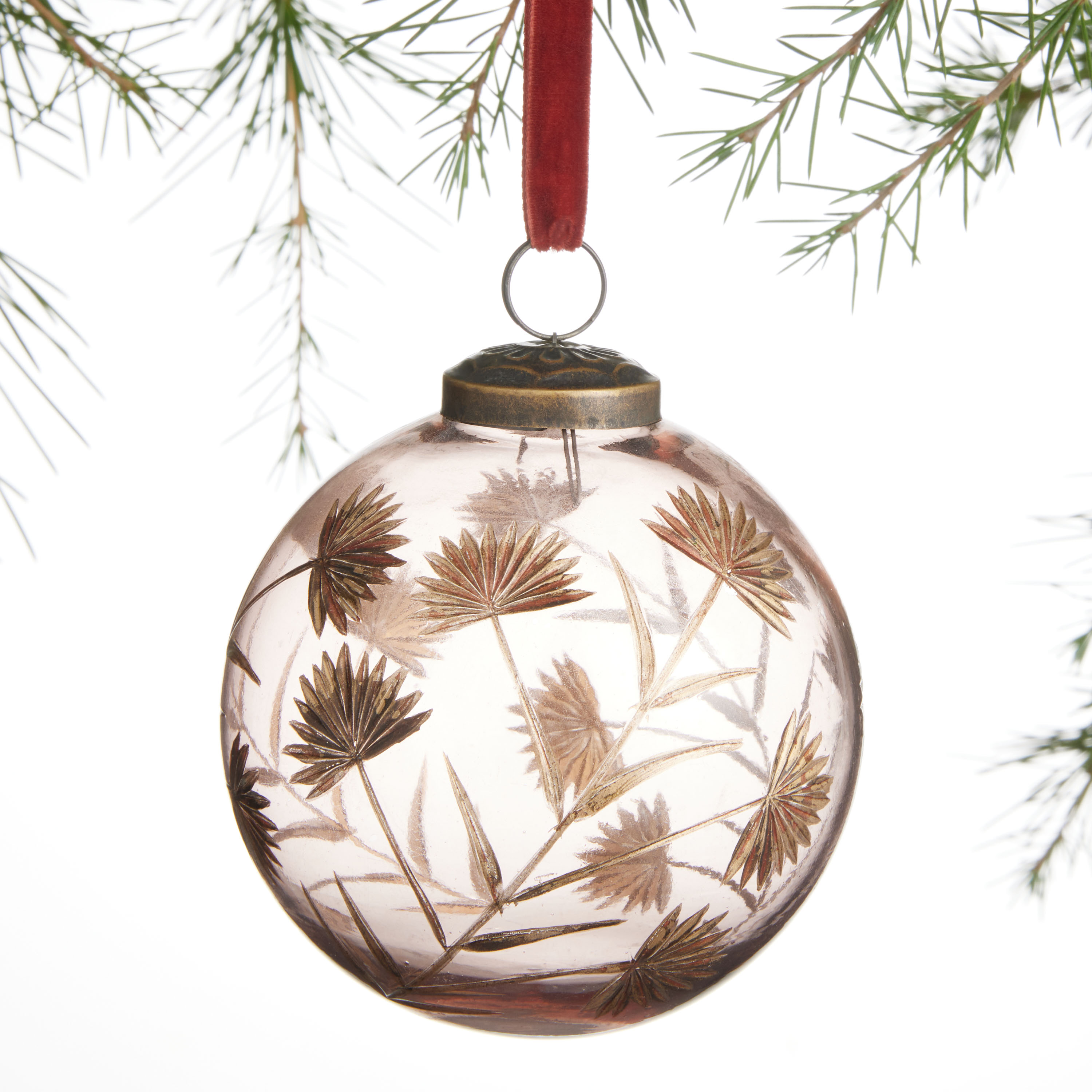 Beaded Floral Velvet Ball Ornament - World Market