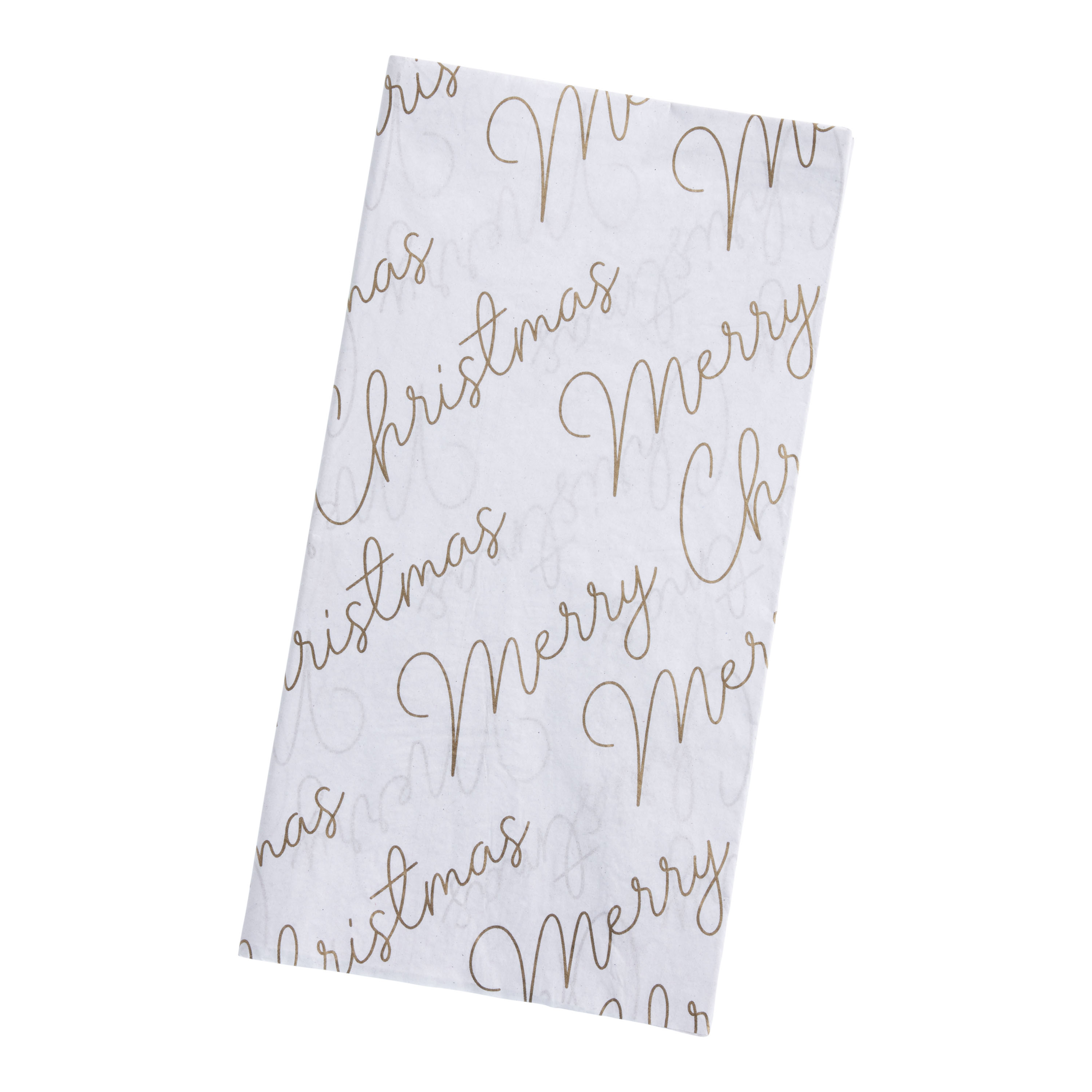 White and Gold Merry Christmas Script Tissue Paper - World Market