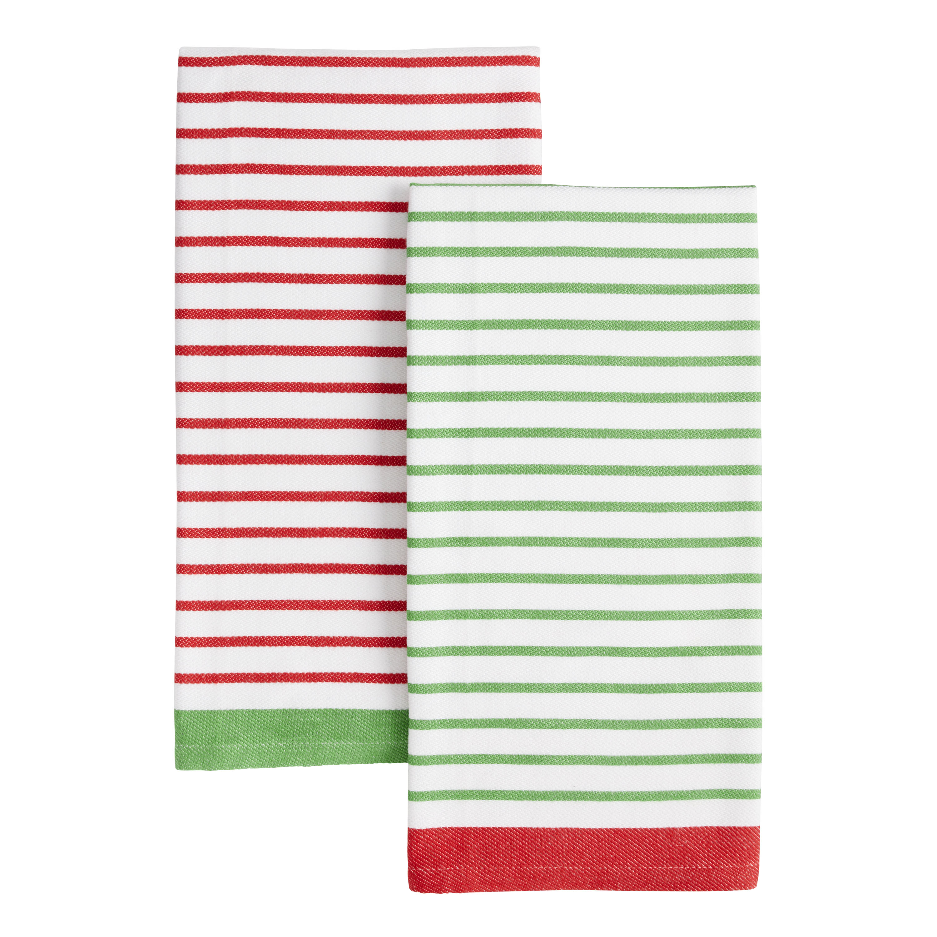 Festive Holiday Stripe Kitchen Towels - Set of 2