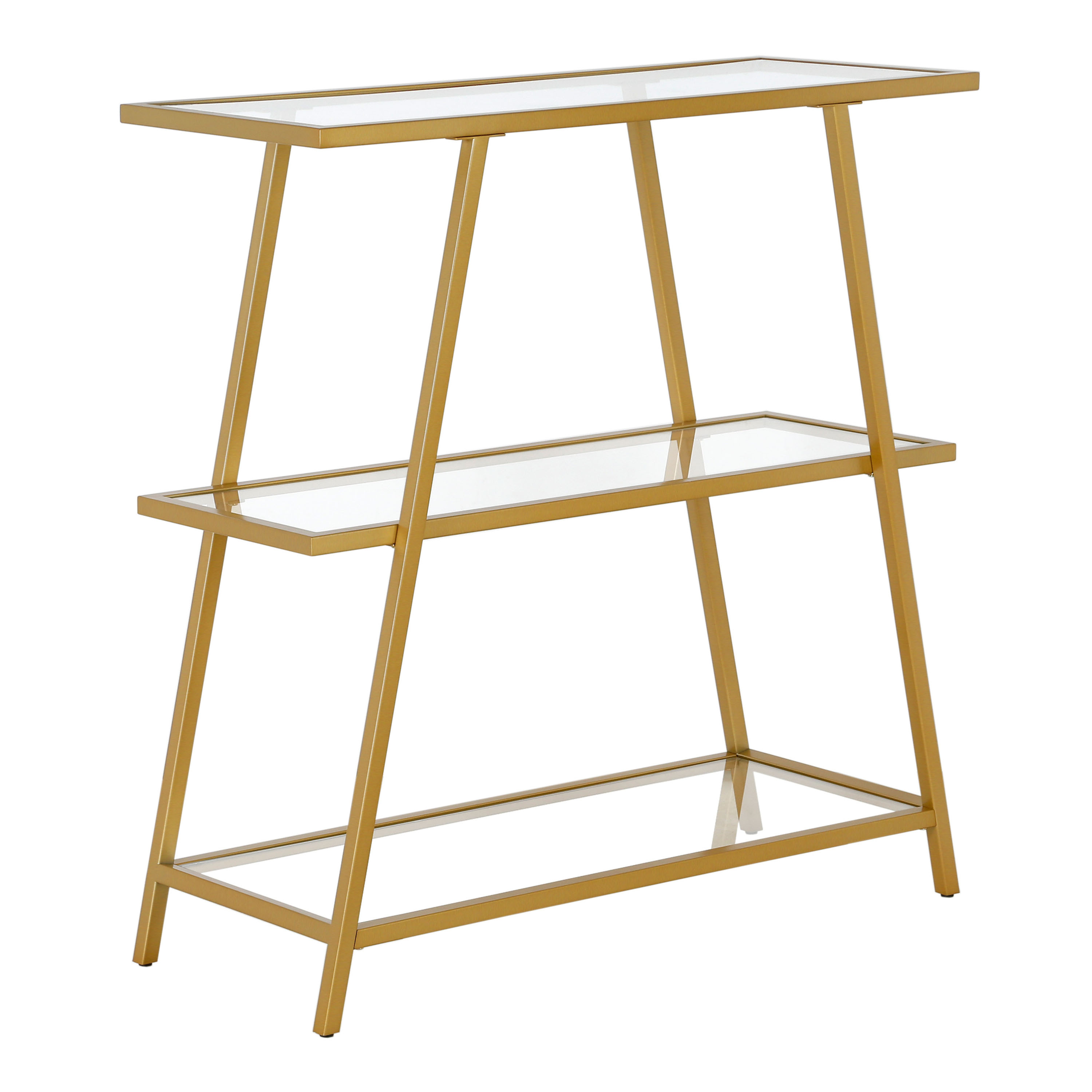 Natural Wood and Gold 3 Tier Wall Shelf - World Market