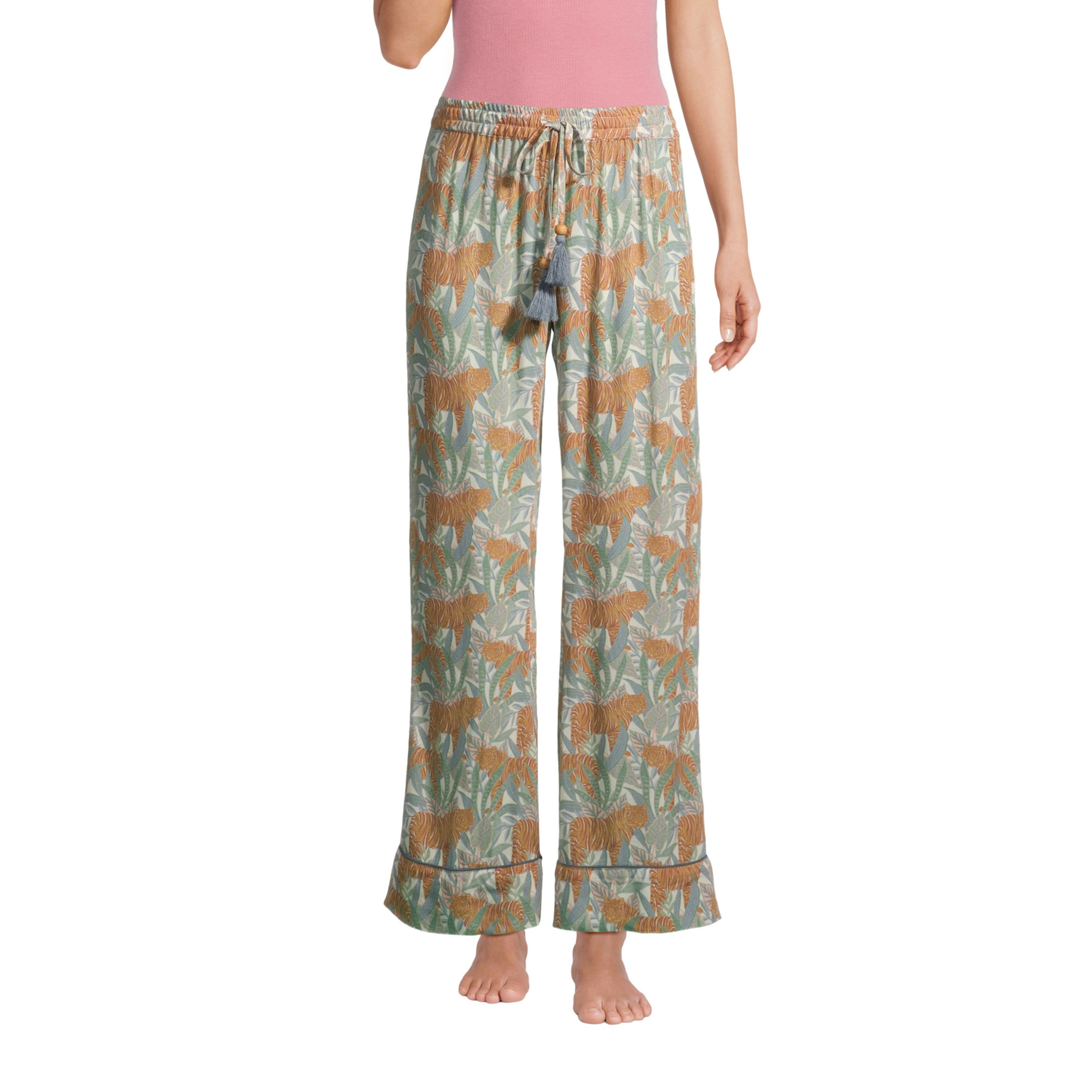 Blue And Tan Jungle Tiger Pajama Pants - World Market