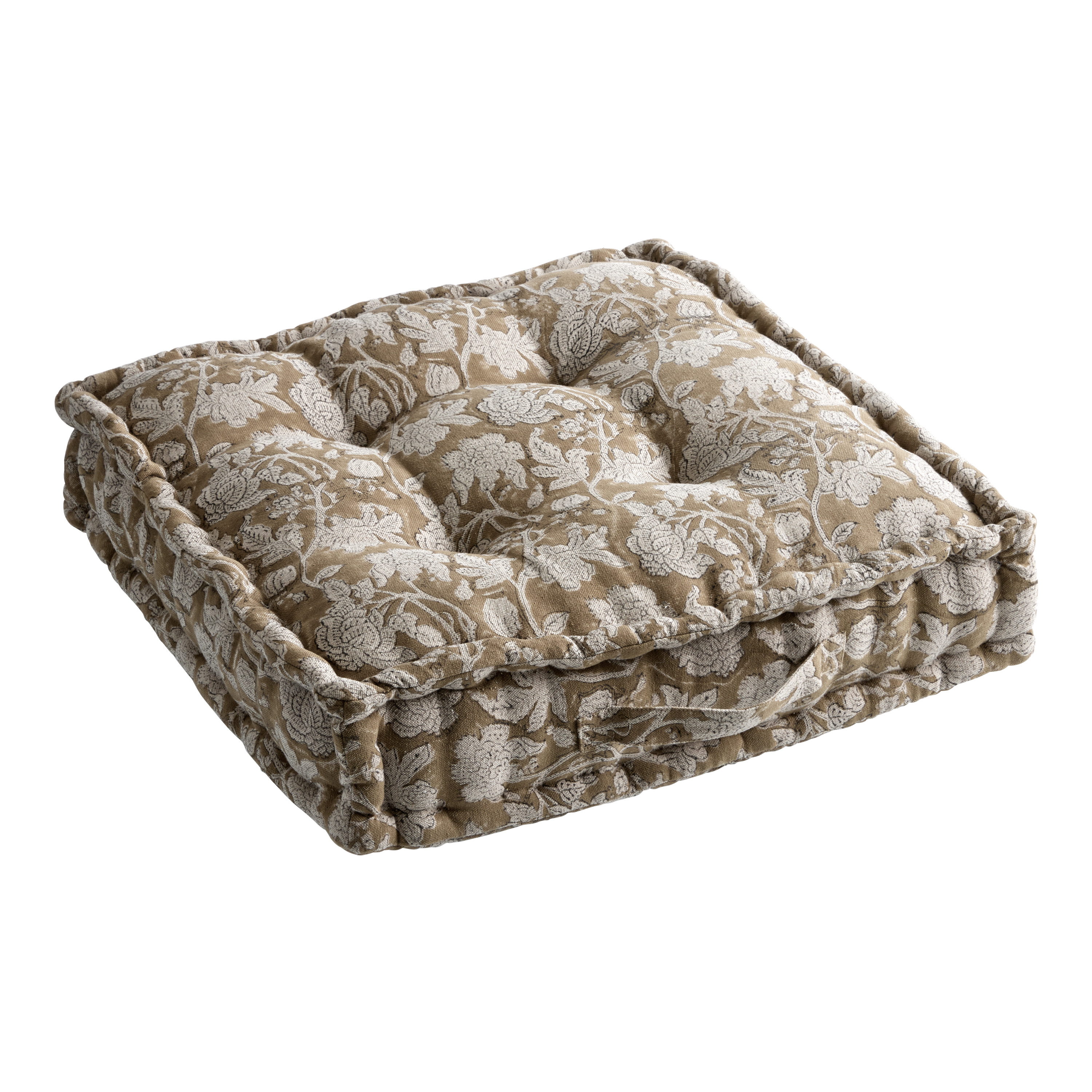 Taupe Block Print Floor Cushion - World Market