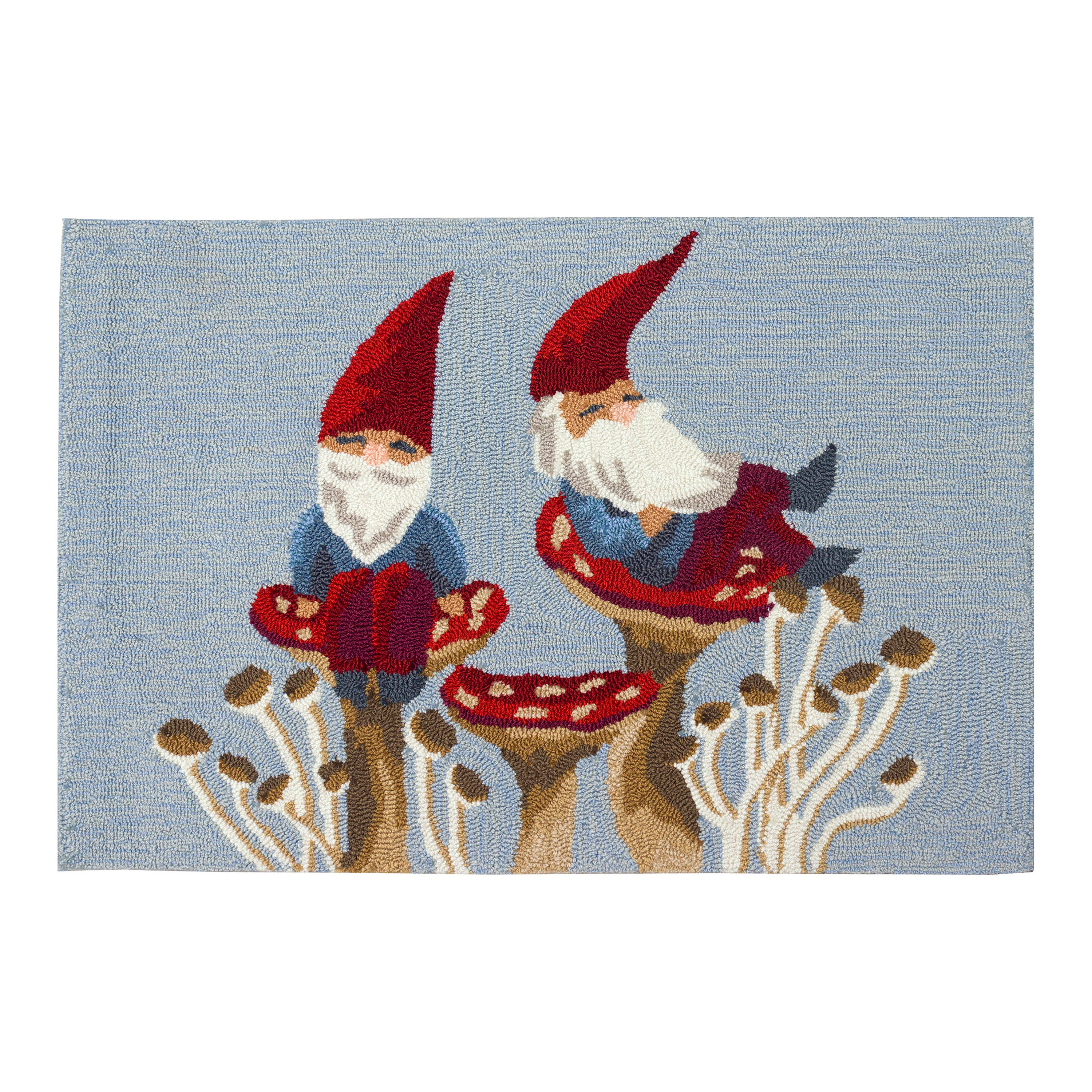 Mushroom and Gnome Indoor Outdoor Mat