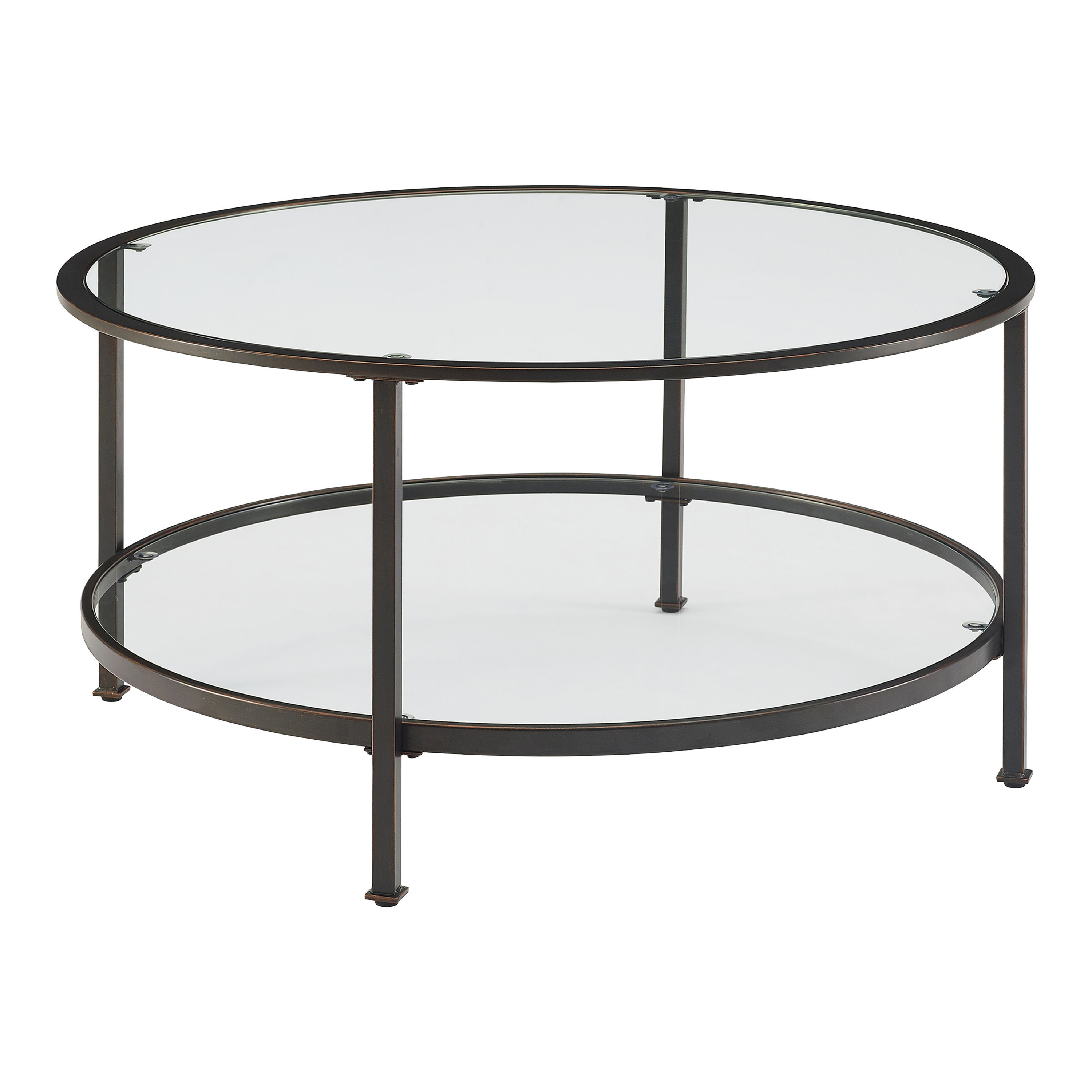 Milayan Round Metal and Glass Coffee Table With Shelf - World Market