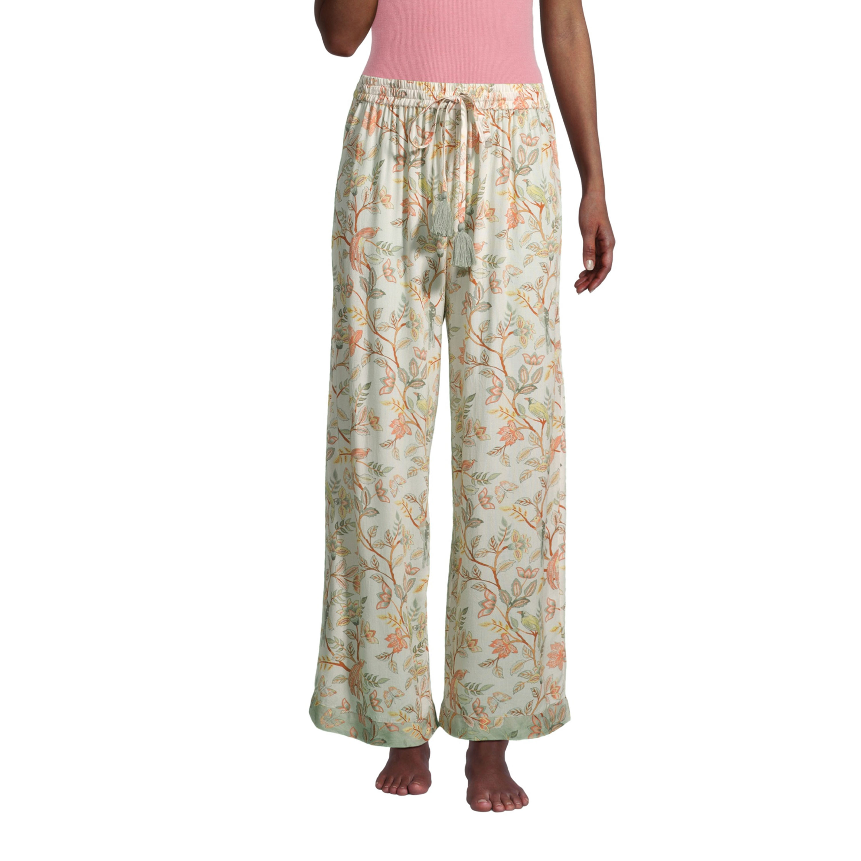 Veda Ivory And Sage Green Jaipur Birds Pajama Pants - World Market