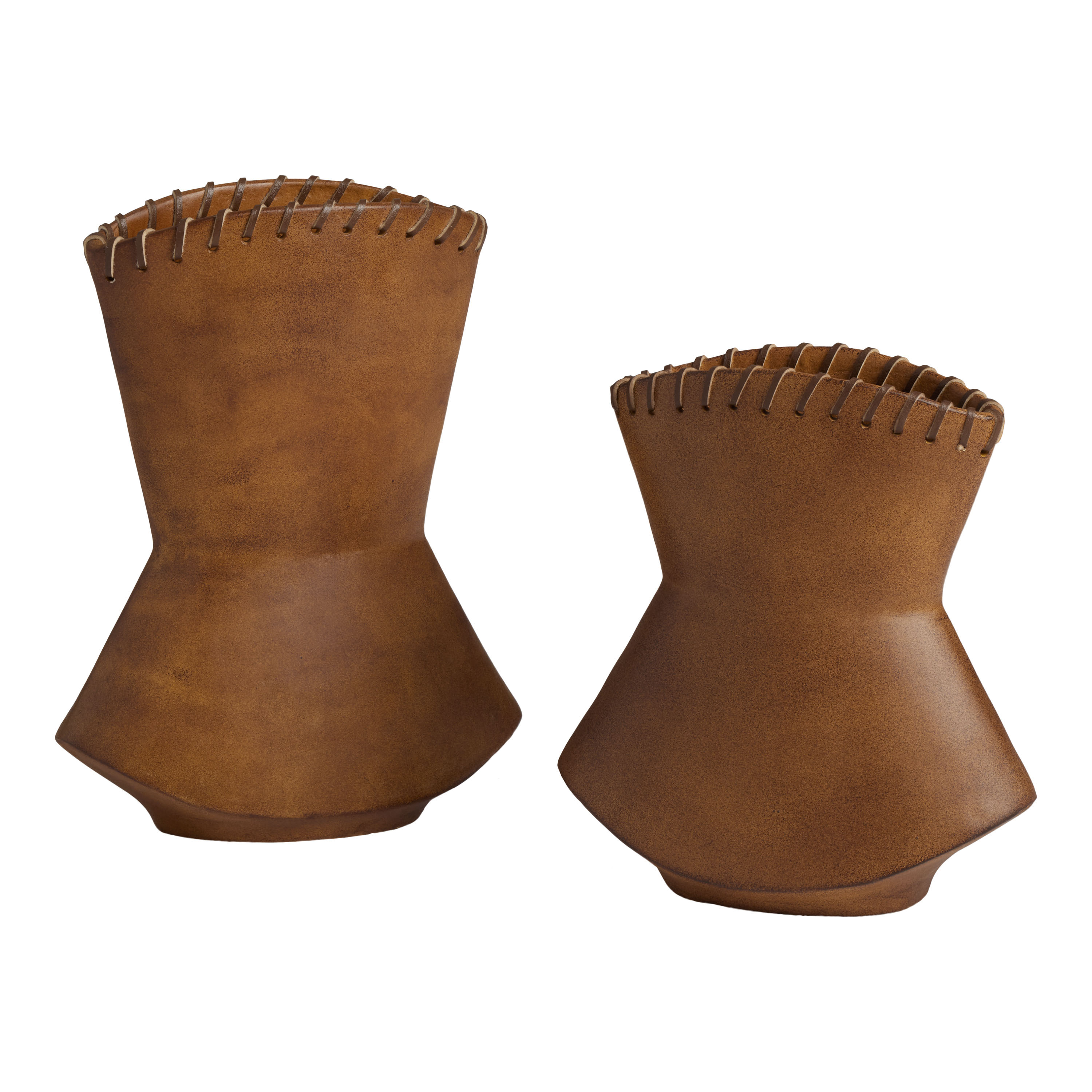 Brown Faux Leather Vase - World Market