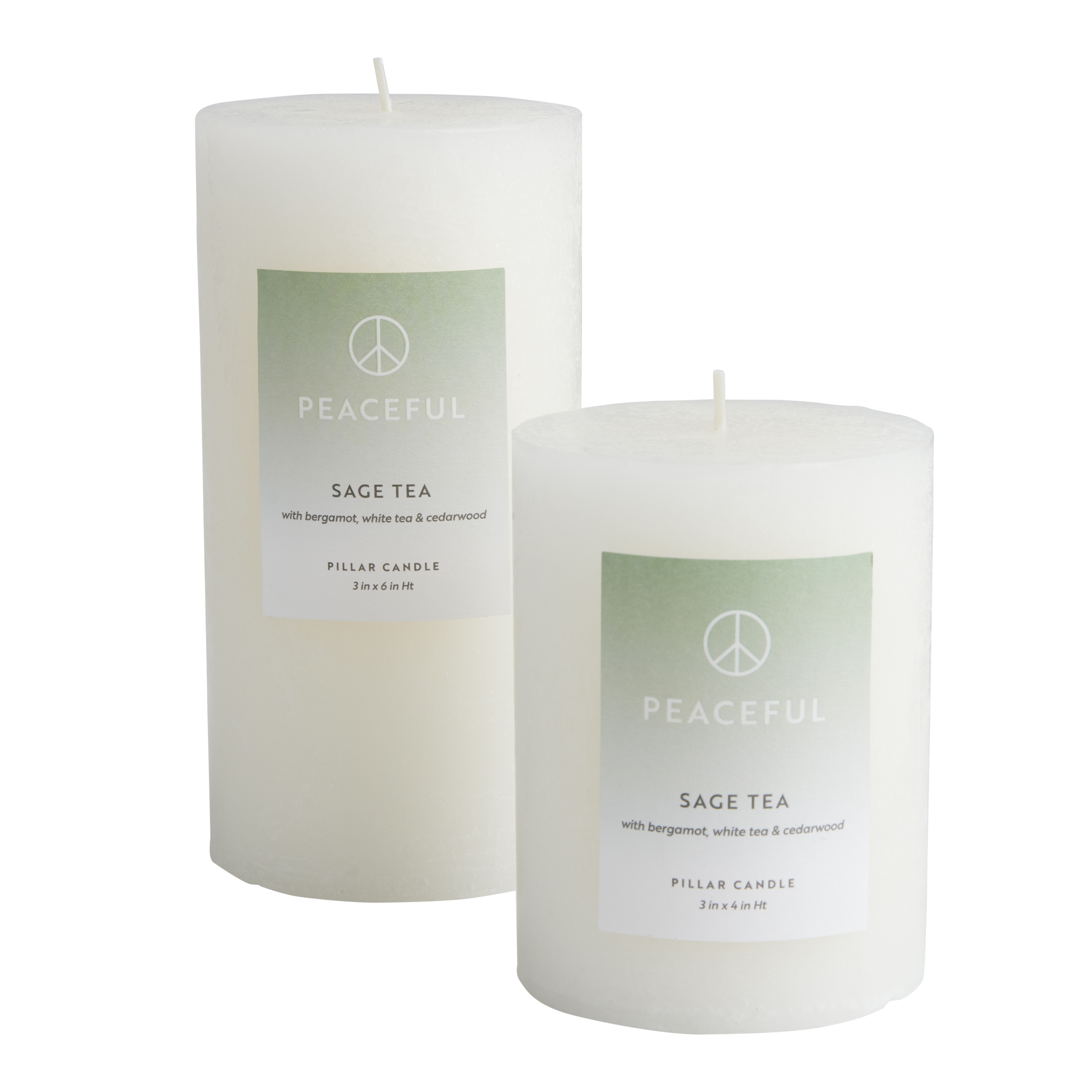 Peaceful Sage Tea Pillar Scented Candle - World Market