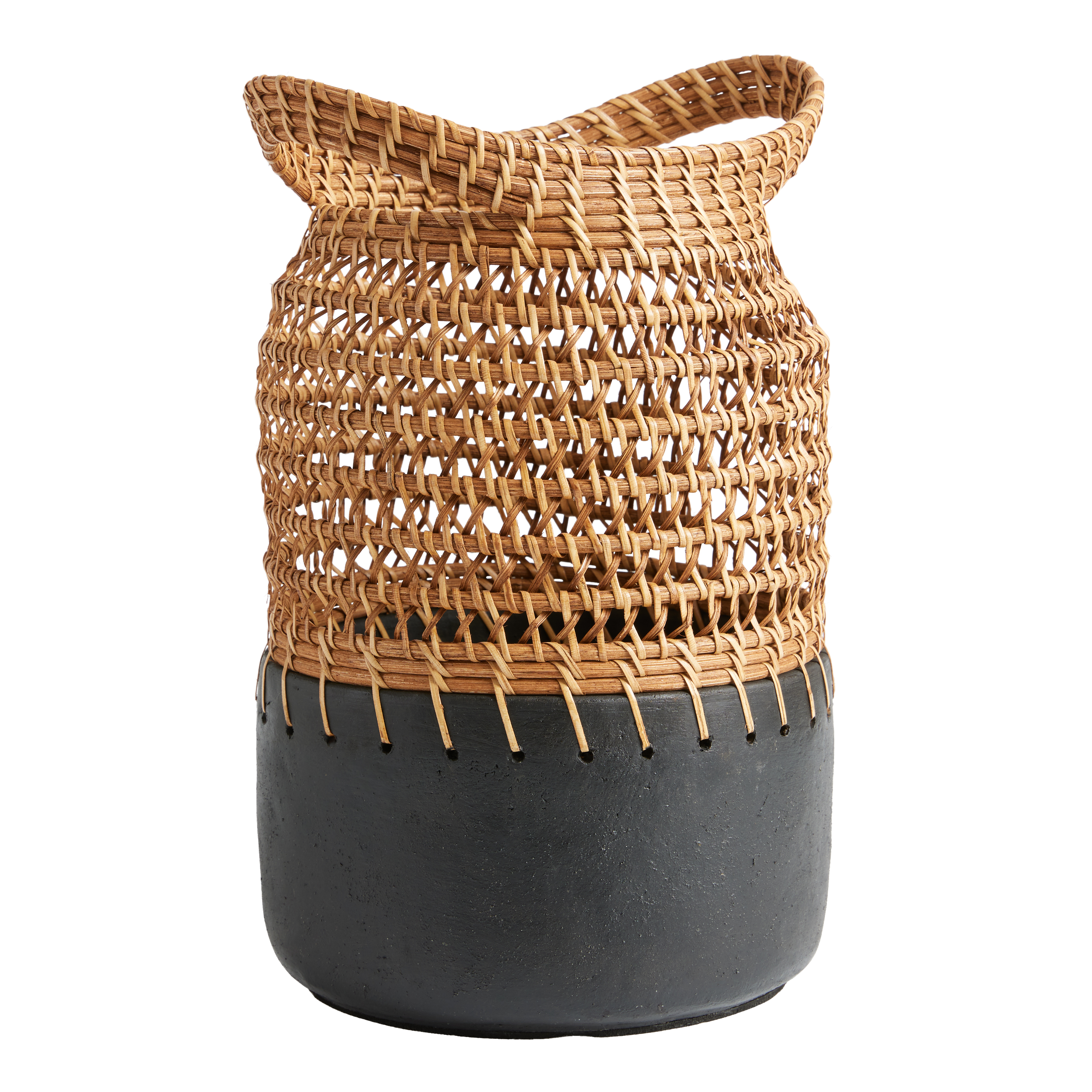 Natural and Black Woven Rattan Cactus Decor - World Market