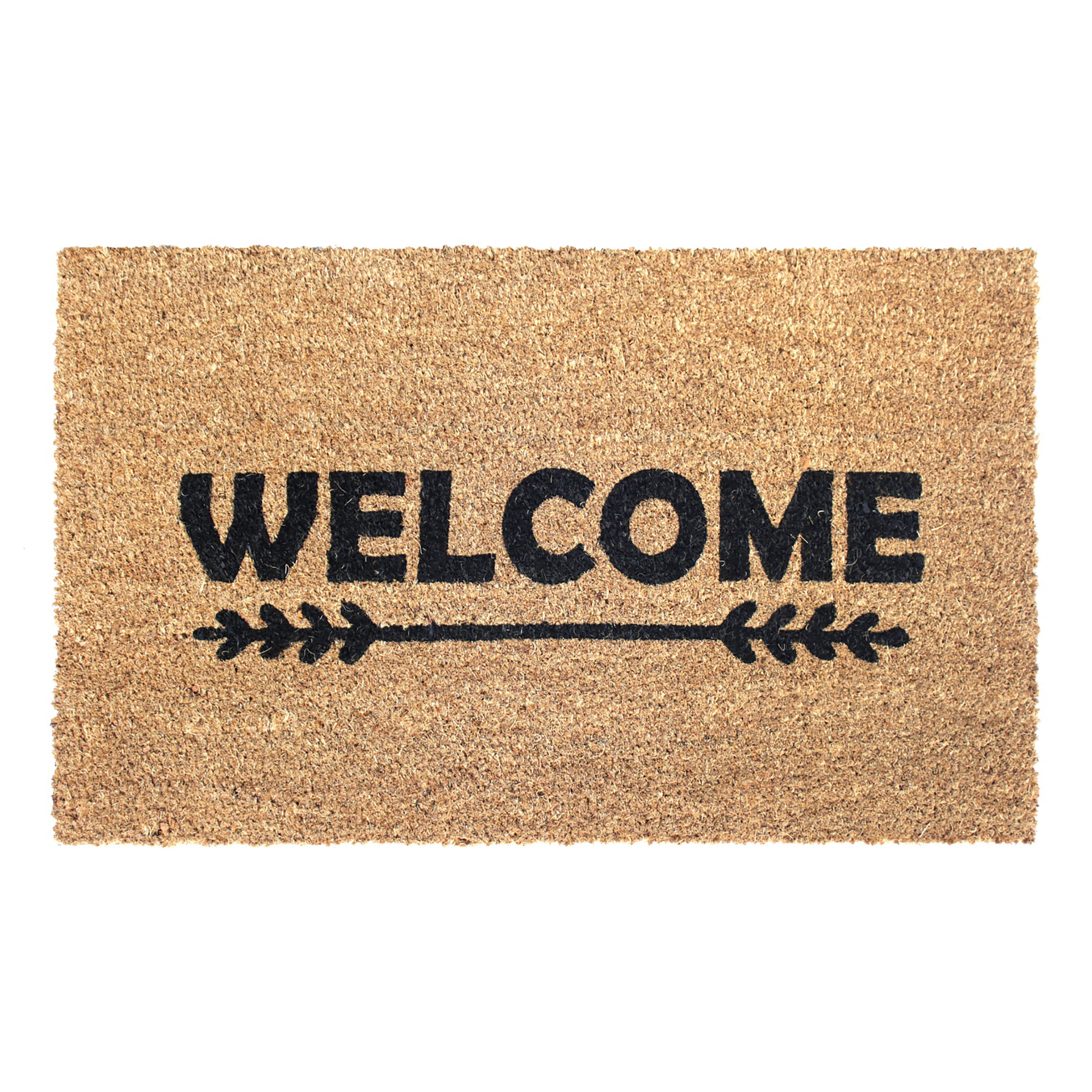 Black and Natural Welcome Coir Doormat - World Market