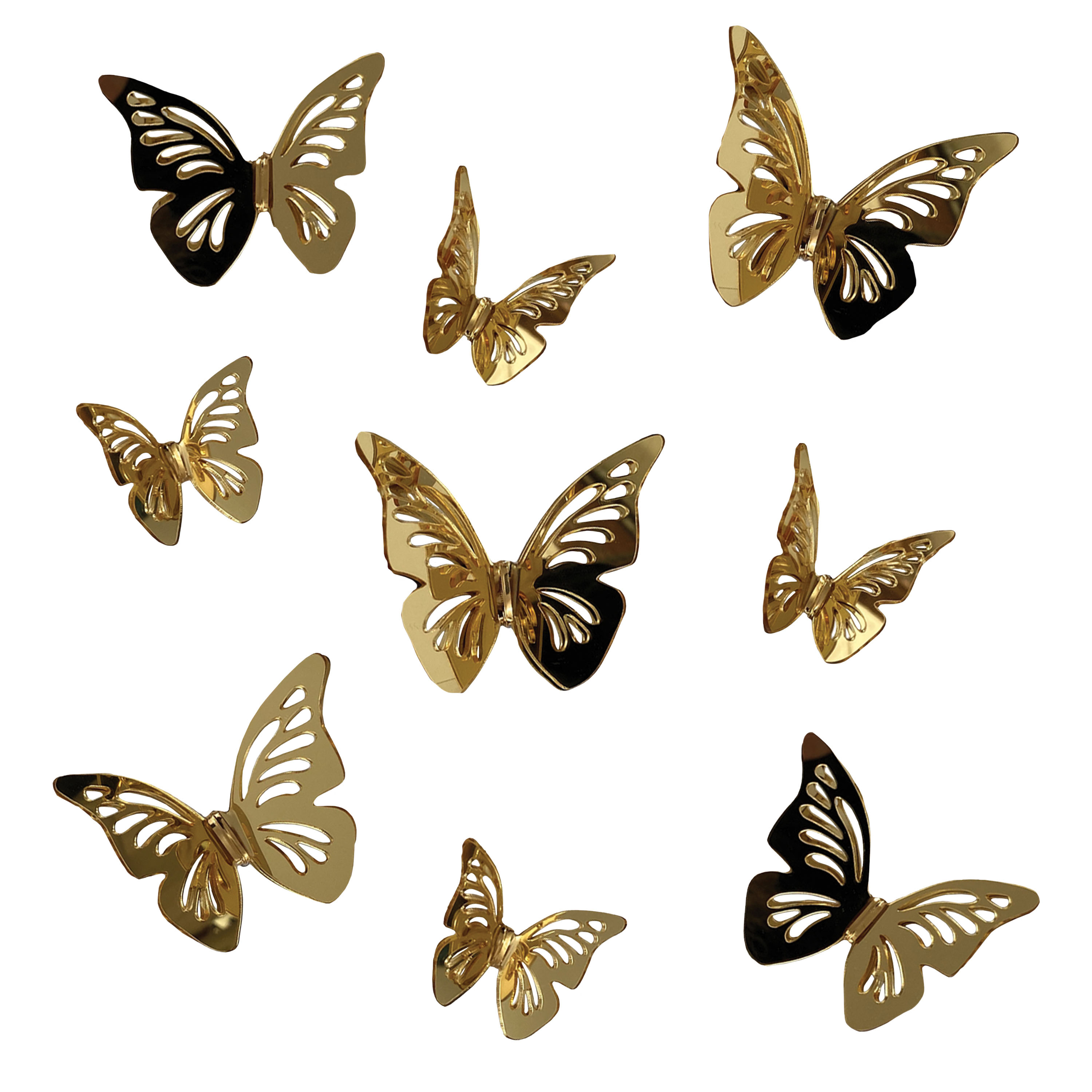 Gold Mirrored 3D Butterfly Peel and Stick Wall Decals 10 Piece - World  Market