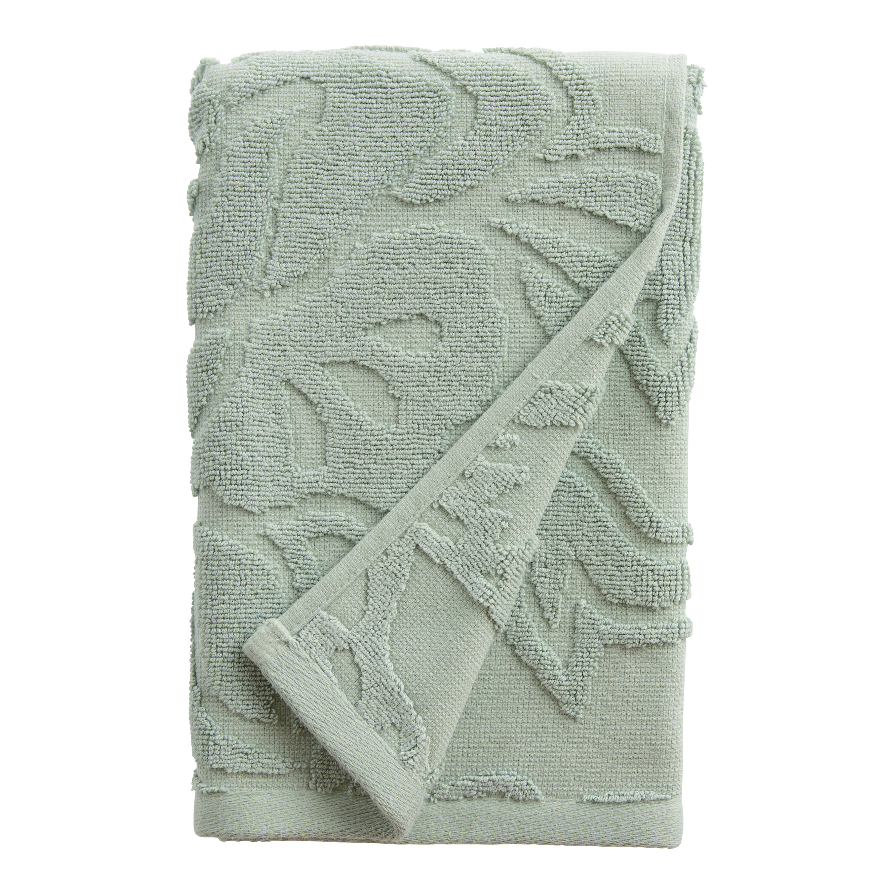 Colette Aqua Sculpted Floral Hand Towel - World Market