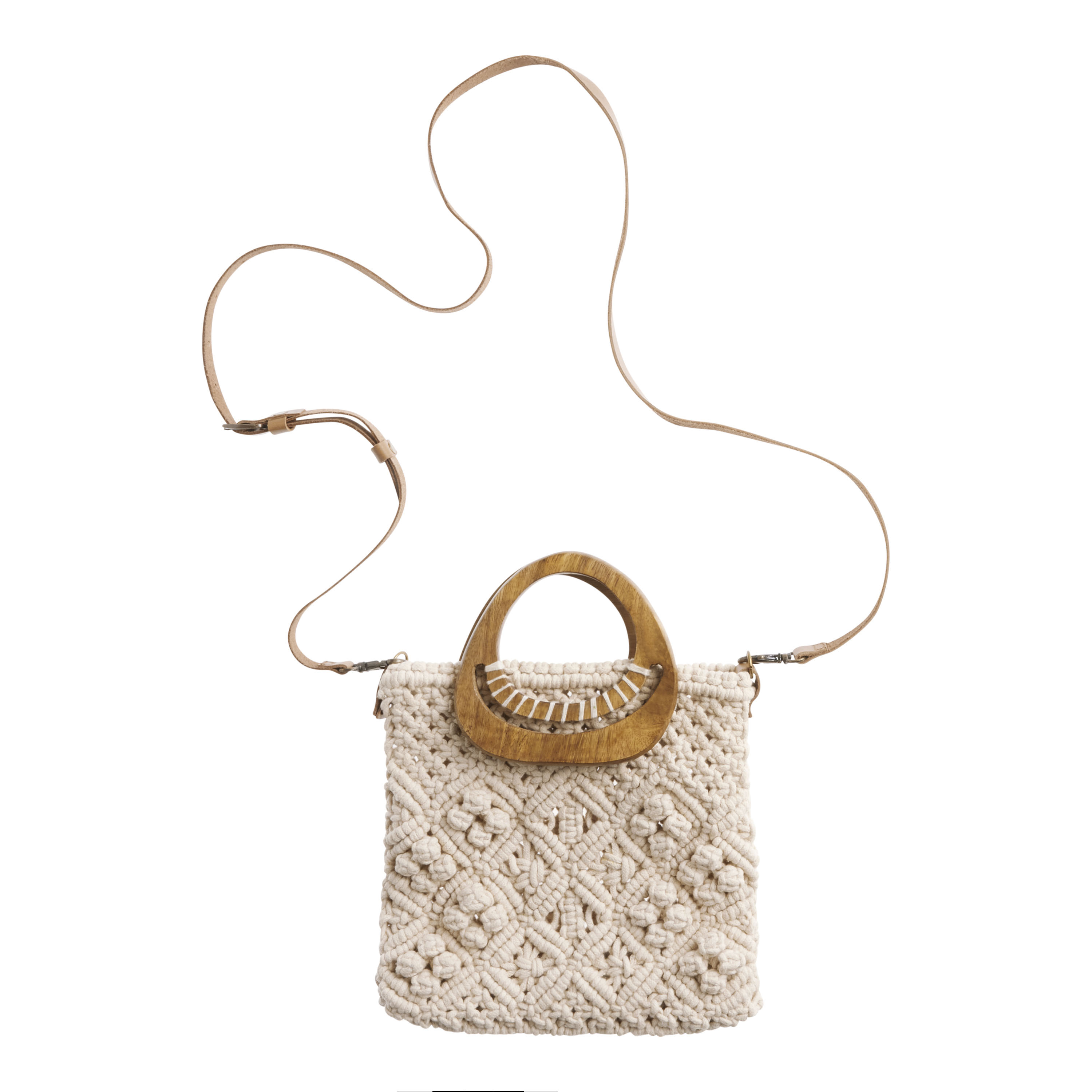 Handcrafted Ivory MACRAME HAT and CrossOver BAG online with cell phone pocket