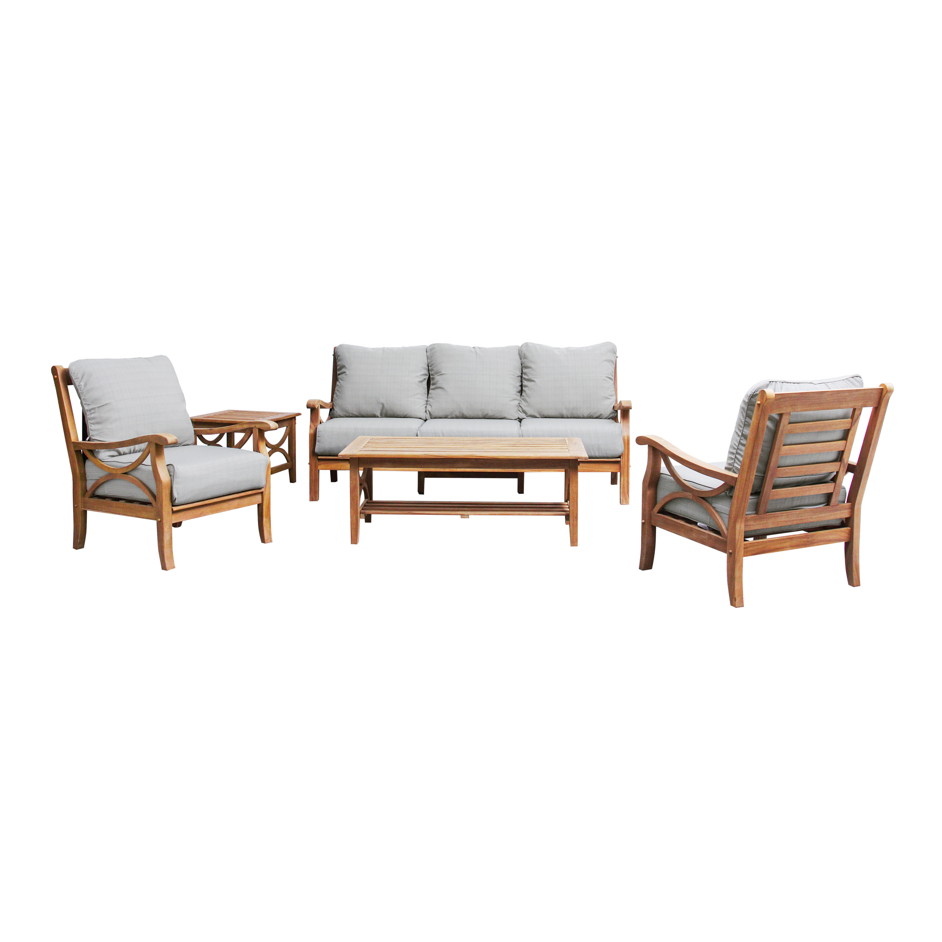 Mendocino Teak Wood 5 Piece Outdoor Furniture Set - World Market