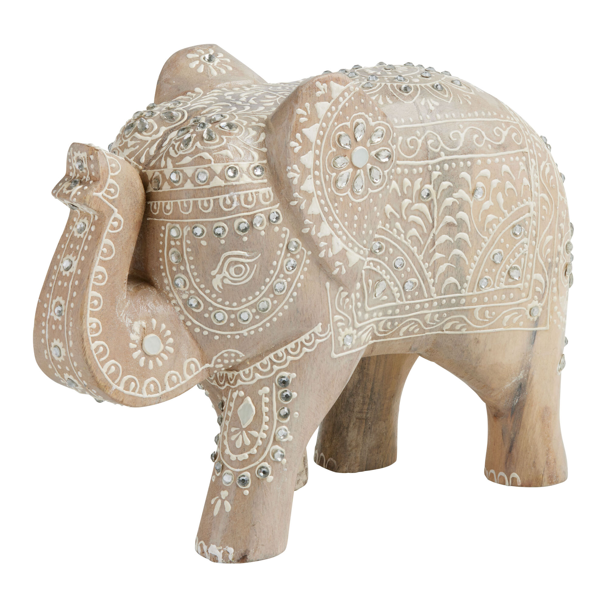 CRAFT Carved Wood Henna Elephant Decor - World Market